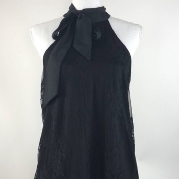Parker Elegant Black Halter Lace Tank Top - Picture 1 of 8